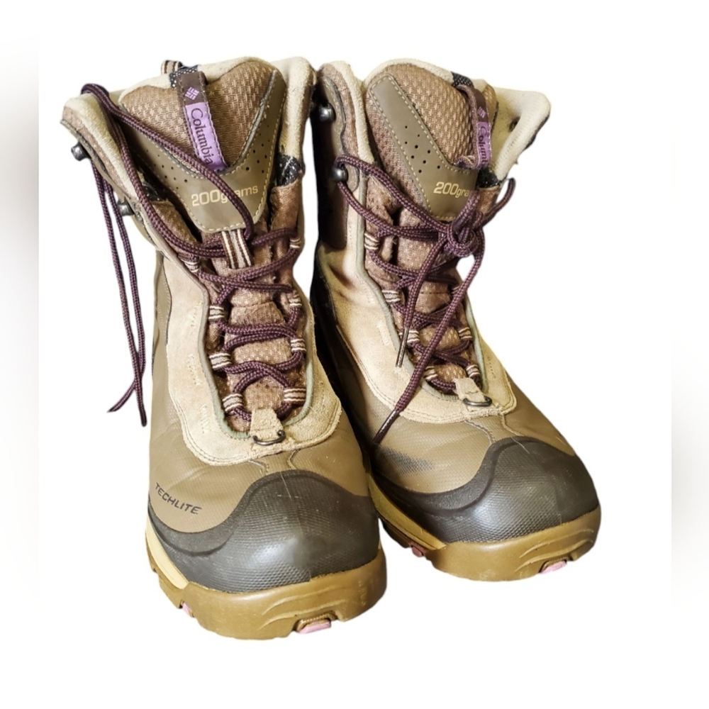 Columbia Techlite Omni-Heat 200 Grams Brown Waterproof Snow Boots Women's Size 8